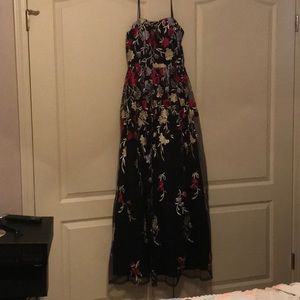 NWT junior prom dress floral embroidered strapless
